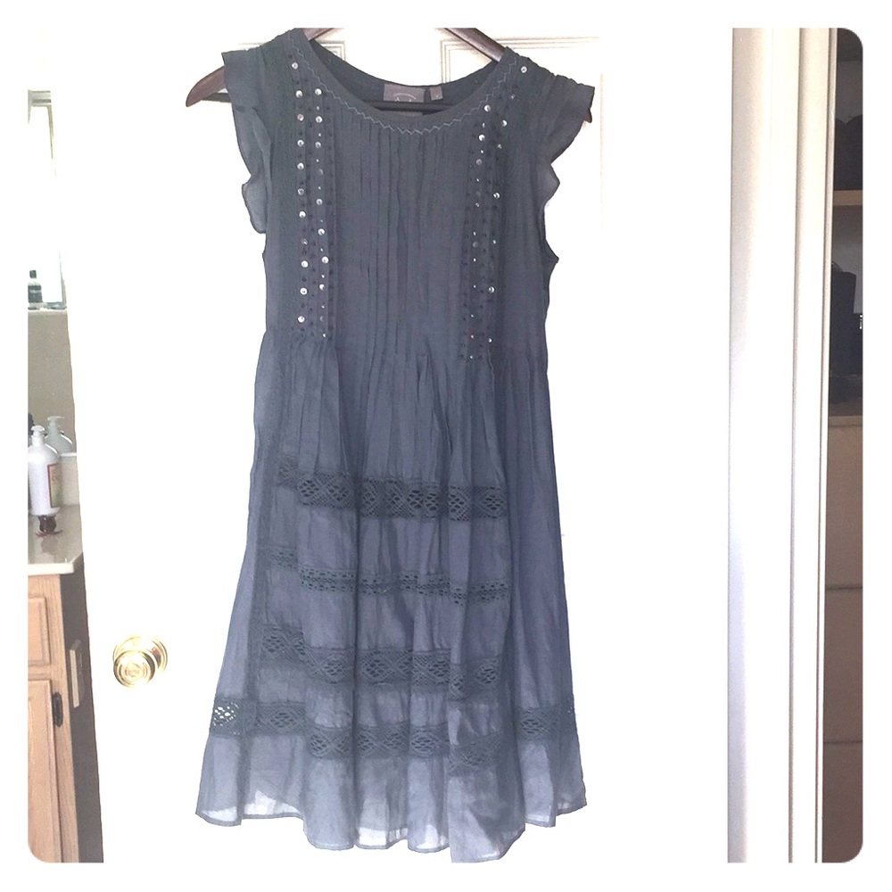 Anthropologie Peasant Dress with Sheer cap sleeves